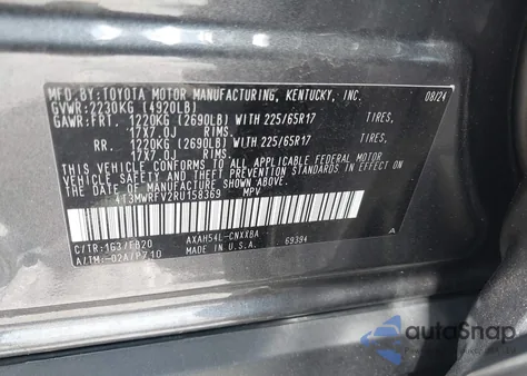 2024 Toyota Rav4 Hybrid Le из США, поврежденный, VIN 4T3MWRFV2RU158369